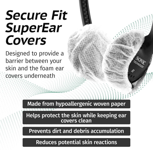 Sonic Technology Disposable Sanitary Ear Covers for Headphones and Headsets: 50 Pair (2.5") Woven Paper Head Phone Ear Caps - Hygienic Headset & H...