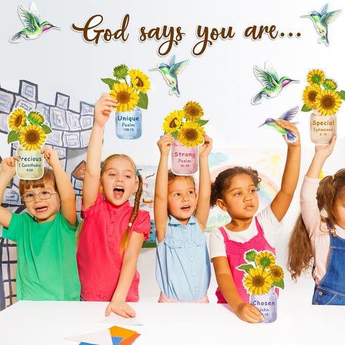 28 Pcs Sunflower Cutouts Spring Bulletin Board Decoration Classroom Wall Decor Spring Wall Art You are My Sunshine Set Bee Party Hummingbird Inspi...