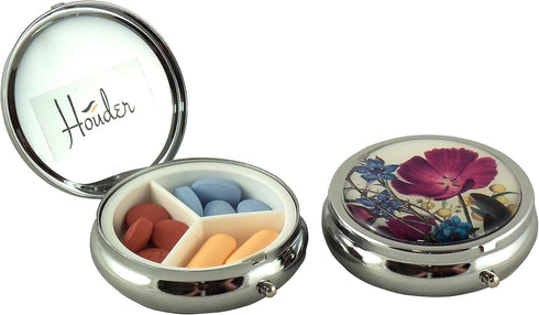 Designer Pill Box by Houder - Decorative Pill Case with Gift Box - Carry Your Meds in Style (Violets)...