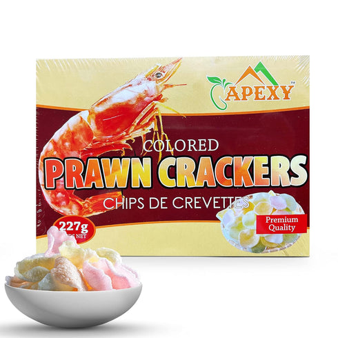 APEXY Authentic Prawn Crackers Uncooked, Crispy and Delicious Shrimp Chips for Party Appetizers and Snacks, Cook and Serve, 8 oz (227g), Multi Col...