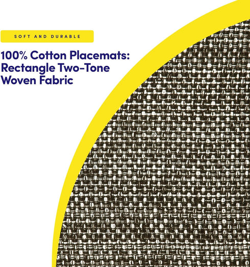 Sweet Home Collection 100% Cotton Placemats for Dining Room Rectangle Two Tone Woven Fabric 13" x 19" Soft Durable Table Mat Set, Set of 6, Chocol...