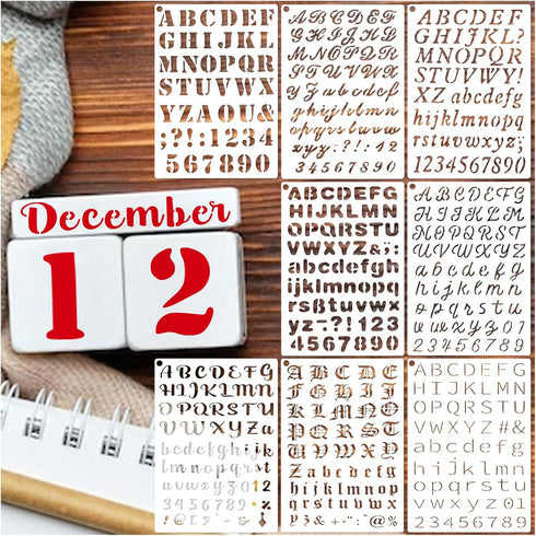 Small Letter Stencils for Painting on Wood Crafts Reusable Alphabet Stencil Art Paint on Wall Canvas Pattern Paint Number Stencils for Journal Car...