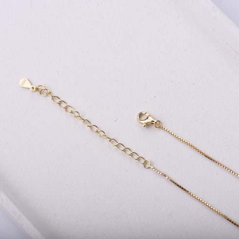 espere Baguette CZ Pendant Necklace | 14K Gold Plated Sterling Silver | Emerald Baguette Pendant Dainty Box Chain Necklace 18''...
