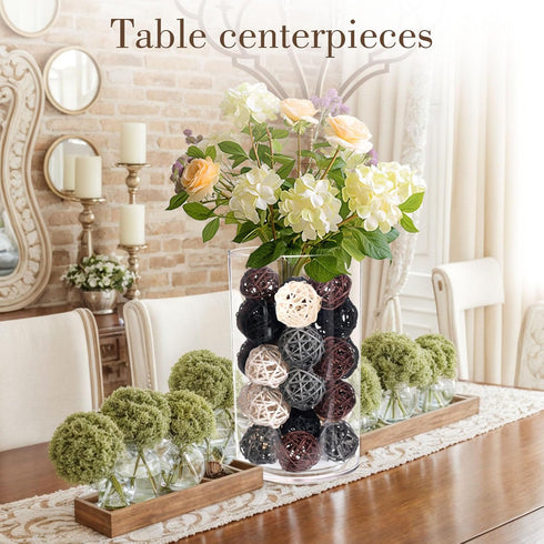 DomeStar 24PCS Brown Decorative Balls for Bowl Centerpiece, 2 Inch Rattan Balls Bowl Fillers Decor - Wicker Twig Orbs Spheres, Wedding Home Vase T...