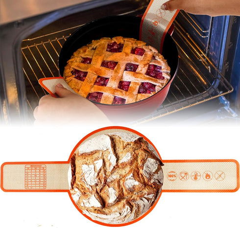 UBeesize Thickened Silicone Bread Sling, Reusable Sourdough Bread Baking Mat For Dutch Oven 2-8 Qrt, Non-Stick, Easy To Clean, With Extra Long Han...