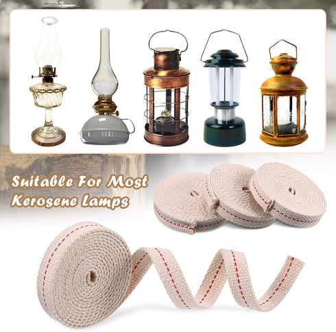 5 Rolls Oil Lamp Wicks Flat Oil Lanterns Wicks with Stitch for Oil Lamps and Candle Burners, 30 Feet (Red, 1/2 Inch)...