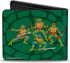 Nickelodeon Men's Buckle-Down PU Bifold Wallet-Classic TMNT Group Faces + Pose Turtle Shell Black/Green, Multicolor, 4.0" x 3.5"...