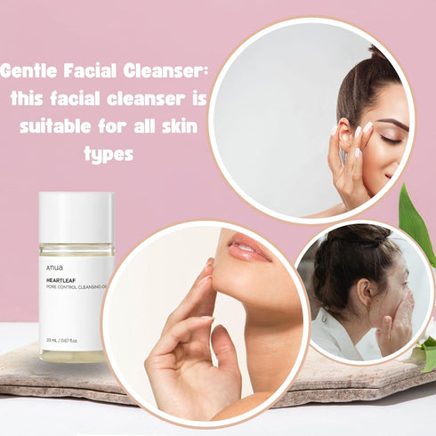 Anua Heartleaf Pore Control Cleansing Oil Blackheads Removal Travel Size 2-Pack 20 ml 0.67 fl oz Each Korean Skin Care Mini Facial Cleanser Makeup...