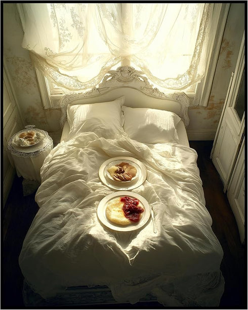 Posterizer 1 pcs-A surprise breakfast in bed-cute Valentine's Day poster-Romantic Art-Holiday Poster Collection-Gift for Couples boyfriend girlfri...