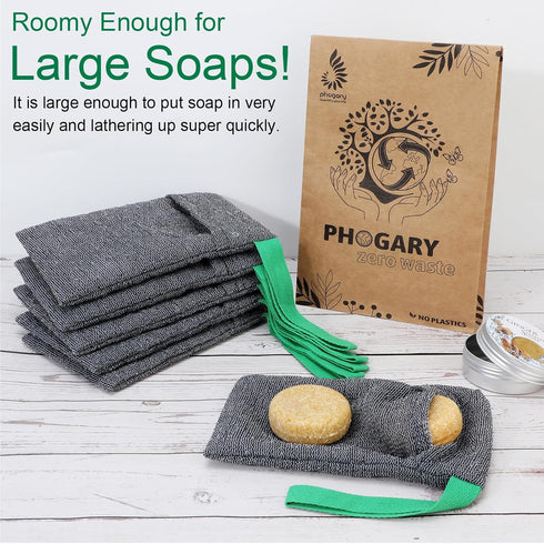 PHOGARY Soap Bags Mesh Exfoliating, 6 Pack Soap Loofah Sock for Bar Soap, Nylon Shampoo Bar Bags for Bath/Shower Exfoliating, Soap Sleeve Body Scr...