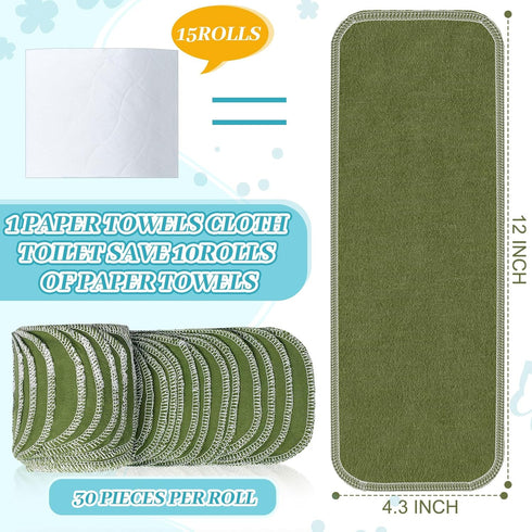 30 Pack Reusable Bidet Towels Washable Reusable Toilet Paper Bulk Paperless Towels Rolls Flannel Cotton Treadmill Towels Cloth Wipes Bathroom Napk...
