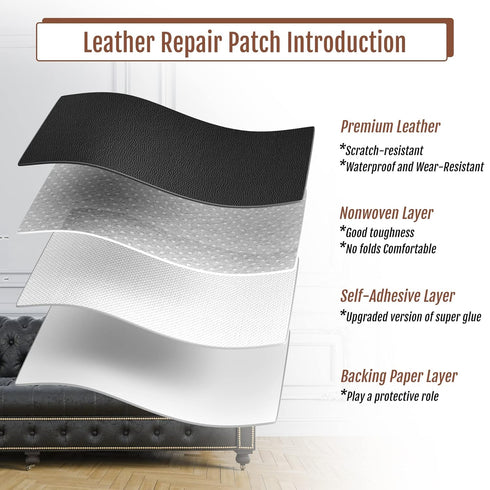 Leather Repair Tape - 16 * 60 Inch Large Self Adhesive Leather Repair Patch, Leather Tape Patch for Furniture Sofa, Car Seats, Leather Product Rep...