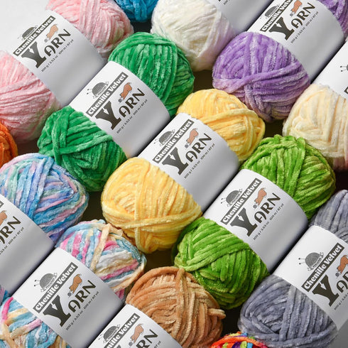 Plush Chenille Chunky Yarn - Fluffy Velvet Yarn Crochet for Blanket Knitting and Crocheting - Soft Baby Yarn for Crocheting - Amigurumi Crochet Ya...
