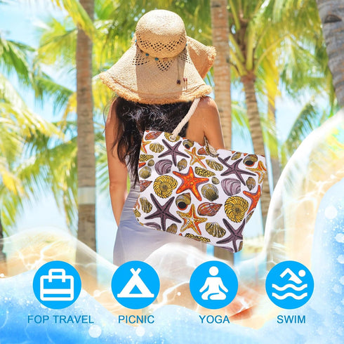 Large Beach Bag for Women, Travel Utility Bag with Pocket Zipper Tote, Waterproof Sandproof Tote Bag...