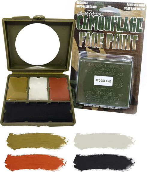 4 Color Woodland Face Paint Kit, Camouflage...