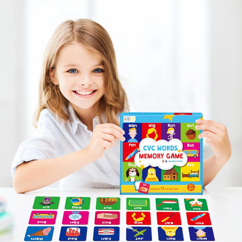 CVC Word Matching Game, 72 PCS CVC Words Memory Matching Cards for Toddlers 36 Pairs Memory Cards Educational Toys for Preschool Boys & Girls 4 5 ...