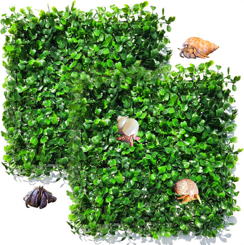 2 PCS Hermit Crab Climbing Toys Faux Grass Mat 10 x 10 Inch Fake Turf Hermit Crab Climbing Wall Square Plastic Aquarium Plants Lawn Hermit Crab Su...