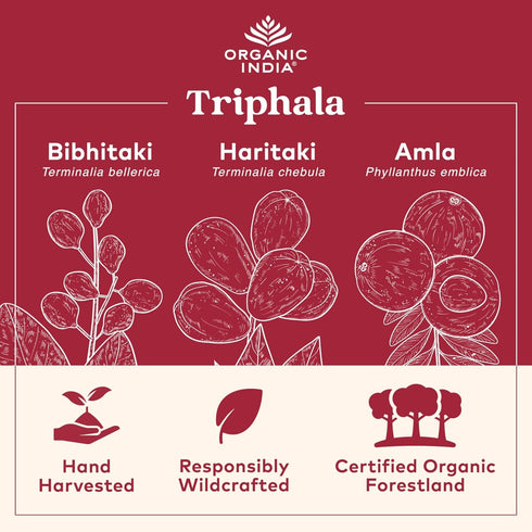 ORGANIC INDIA Triphala Capsules Organic - Herbal Supplement with Amla, Bibhitaki, Haritaki, Digestion & Colon Support, Immune System Support, Adap...