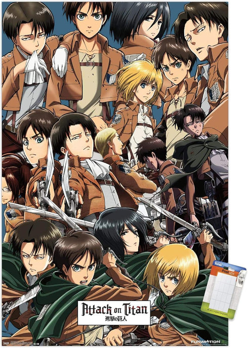 Trends International Attack on Titan - Collage Wall Poster, 22.375" x 34", Poster & Mount Bundle...