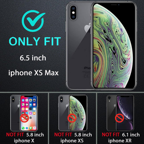 for iPhone Xs Max Case, Military Grade 3 in 1 Heavy Duty Shockproof/Drop Proof/Dust Proof Case with 2Pcs Tempered Glass Screen Protector (Black/Gr...