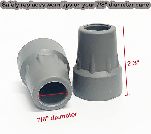 Crutch Tips, Replacement Medical Drive Cane Tips, 7/8 Inch, Gray, 2 Pcs...