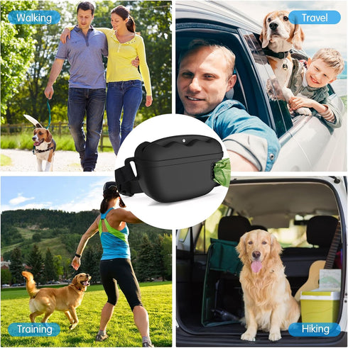 2 in 1 Dog Treat Pouch with Training Clicker, Silicone Treat Bag with Dog Waste Bag Dispenser, Waist Belt for Pet Training, Stronger Magnetic Clos...