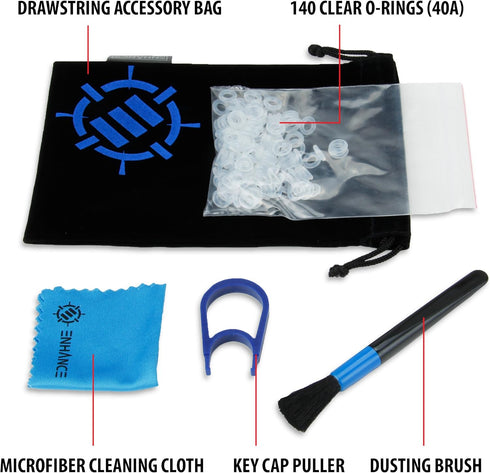 ENHANCE Mechanical Keyboard O Ring Ultra-Quiet Switch Sound Dampeners Kit Soft 40A Clear (140pcs), Key Cap Remover, Cleaning Brush, Cloth and Acce...