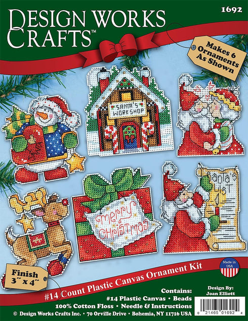 Tobin Santas Workshop Makes Cross Stitch Ornament Kit, 3"x4" 14 Count Set of 6...