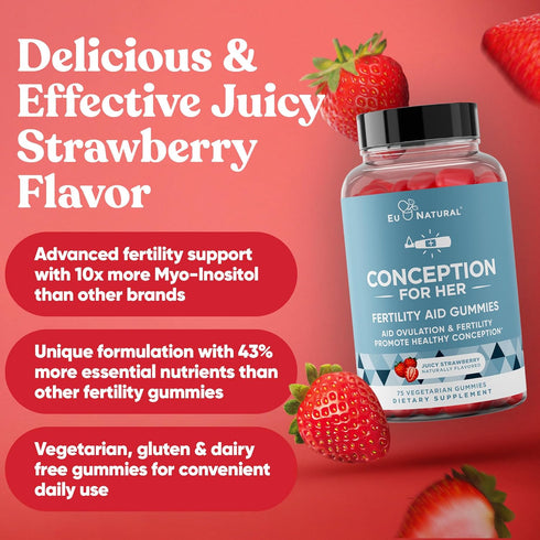 Conception for Her Fertility Gummies - Fertility Supplements for Women with Myo Inositol, Folate & More Essential Nutrients - Delicious Juicy Stra...