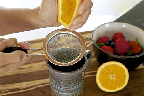 Fine Mesh Stainless Steel Mini Tea Strainer with Non Slip Handle - 3 inch - Ideal Size for Straining Teas and Cocktails or Sifting Flour, Sugar, S...