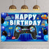 Video Game Birthday Decorations Banner Backdrop Blue Game Birthday Party Decorations Level up Gaming Theme Party Backdrop Photo Props for Gamer Ki...