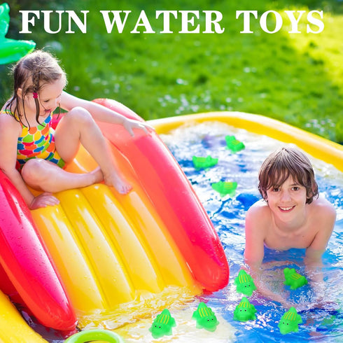 24 Pcs Mini Rubber Crocodile Baby Bath Toys for Girls Boys Luminous Squeaky Alligator Bathtub Toys Glow in The Dark Floating Toys Bulk Light up fo...