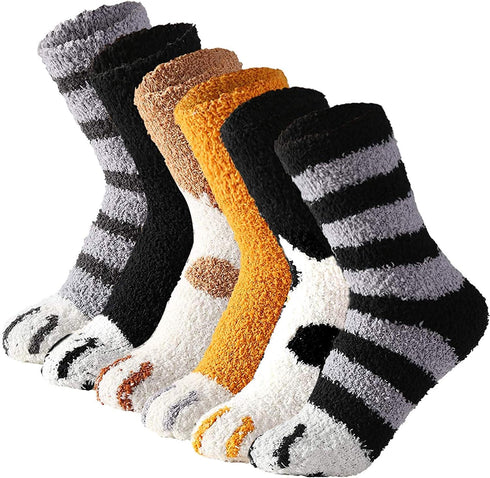 Womens Fuzzy Socks Soft Cozy Fluffy Slipper Cat Socks Sleeping Warm Socks Stocking Stuffer Gift for Women...