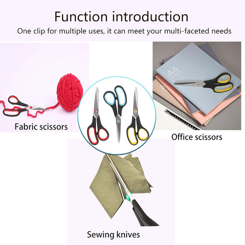 Scissors,8" All Purpose Scissors Heavy Duty Bulk 3-Pack Ergonomic Comfort Grip Craft Shears Sharp Scissors for Office Home School Classroom Sewing...