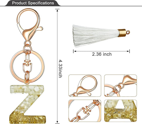 Backpack Keychains gifts for Women Initial Letter Keychain for Cute Car key White Pink Tassel Bling crystal shiny...