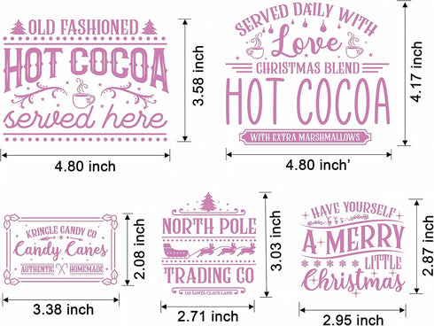 Alinacutle Hot Cocoa Christmas Silkscreen Stencil,Reusable Self-Adhesive Silk Screen Printing, Sentiments Template,for Printing on Wood/Fabric/Wal...