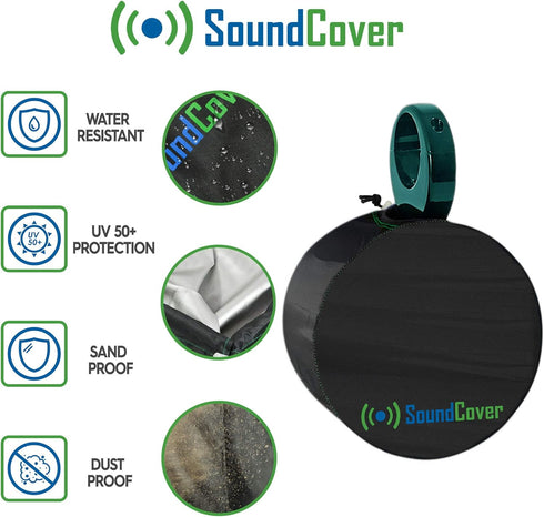 Two Medium Marine Speaker Covers - 6.5" Round & 6X9 Oval Wakeboard Tower Pod - Cover Size: H 9.5" X W 9.5" X D 11.25" - Fits Boss Audio, MCM Custo...