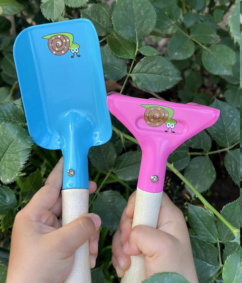 MTB SUPPLY Kids Gardening Tool Sets Plate Print Decoration, 6 Piece (Pink+Blue), Kids Garden Tool Set Kids Shovel Set, Beach Shovel Sandbox Play T...