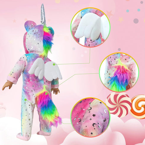 2-Sets 18-inch Doll-Clothes Set - Unicorn Clothes with Hair Clip and Headband - Compatible with All 18 inch Dolls Accessories for Kids -Pink...