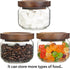 Glass storage jars with wooden lids, food storage jars, glass kitchen jars, transparent containers for coffee bean storage, biscuit/candy/spice/te...
