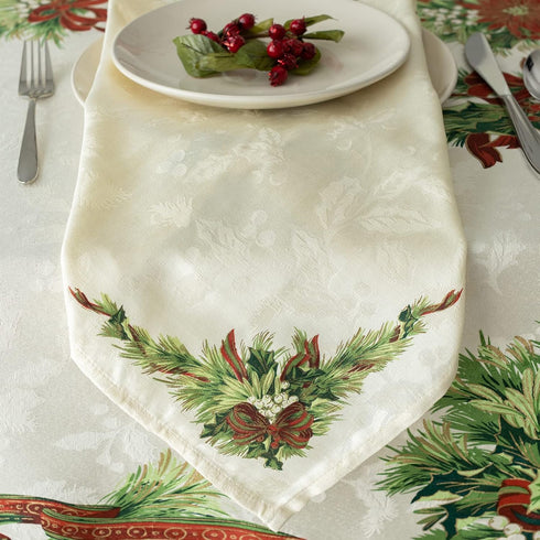 Benson Mills Christmas Ribbons Engineered Printed Fabric Cloth Napkins for Christmas, Winter, and Holiday Tablecloths (19" X 19" Napkins Set of 4,...