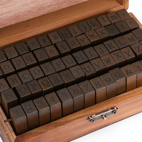 Alphabet Stamps Set 70pcs Letter Number Symbol Vintage DIY Craft Card Making Wood Rubber Stamp...