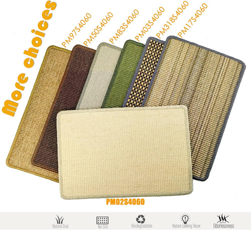 Cat Scratcher Mat, 23.6x15.7” Natural Sisal Scratching Mat with Velcro Tape,Stick on Floor and Wall Cat Scratch Pad Rug, Horizontal Cat Scratch Ma...