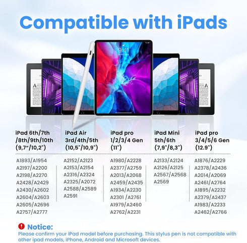 Apple Pencil iPad 10th Generation/9th Generation iPad Pencil for iPad Air 4th/5th/iPad Mini 6th/iPad Pro 11/12.9 inch,Magnetic Wireless Charging a...