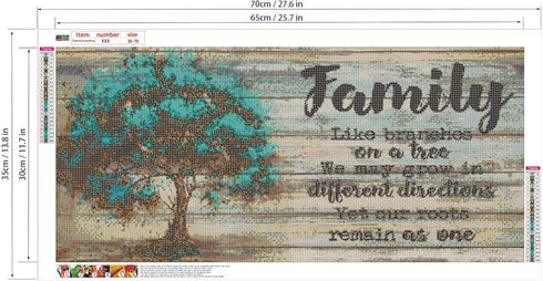 Peeua Diamond Painting Kits for Adults, Big Size Diamond Art Family Words and Tree, 5D DIY Full Drill Diamond Cancas Retro Craft for Living Room D...