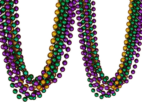 Oojami 144 PCS Mardi Gras Beads Green Purple Gold Metallic Beads Necklaces Accessories BulkCarnival Beads Necklace for Parade Throws Party Decorat...