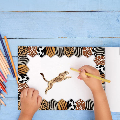 Classroom Bulletin Board Borders Safari Animal Classroom Borders for Wall Decorations DIY Leopard Tiger Cow Print Bulletin Board Sticker for Schoo...