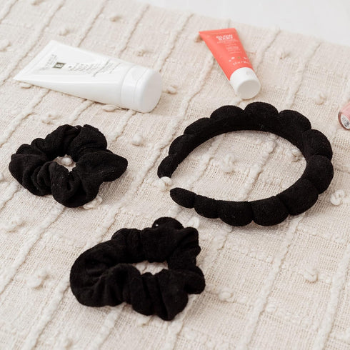 FROG SAC Puffy Spa Headband and Wristbands for Face Washing, Skincare Headbands for Women, Terry Cloth Makeup Skin Care Headbands for Girls, Bubbl...