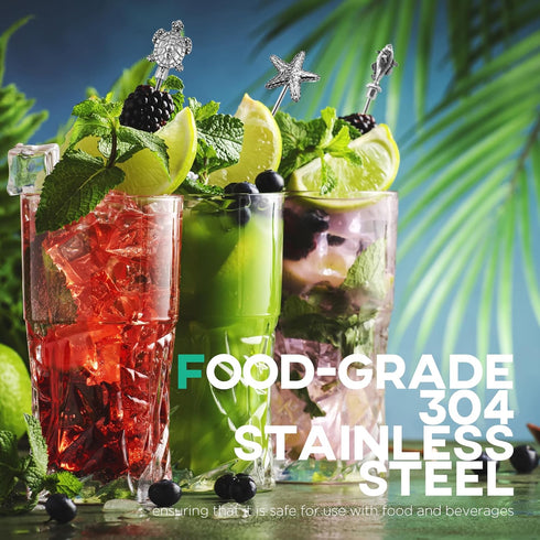 Homestia Metal Cocktail Picks for Drinks, 4.7" Ocean Series Cocktail Toothpicks Cocktail Garnish Cocktail Skewers Swords, 6Pcs Fancy Reusable Mart...