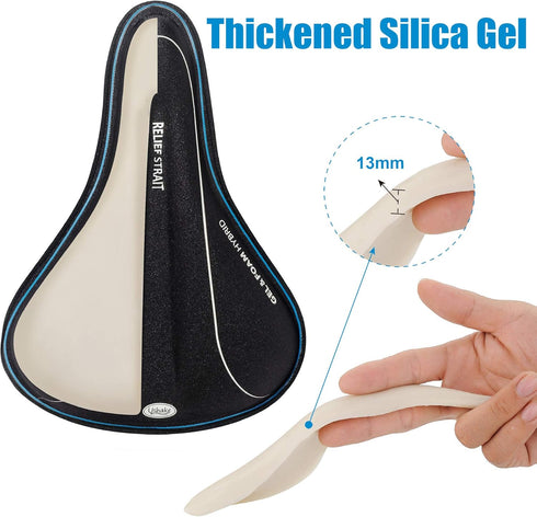 USHAKE Bike Gel Seat Cushion Cover for Unbeatable Comfort & Durability During Mountain, Exercise, Outdoor & Indoor Cycling Rides - 8x11.5 inches w...